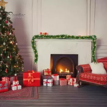 Рождественская гирлянда с гирляндой из искусственной зелени, рождественская гирлянда со светодиодной подсветкой, украшение из ели Норвуд для лестницы, балкона, окна 450 теплый белый