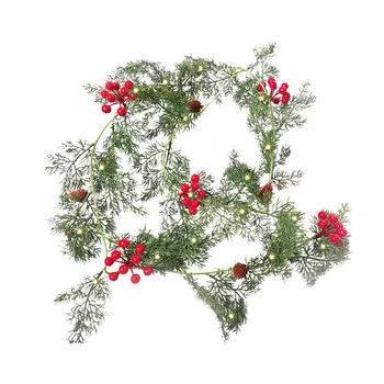 Рождественская гирлянда с огнями Декоративная светодиодная гирлянда из зелени и сосны для использования в помещении и на открытом воздухе