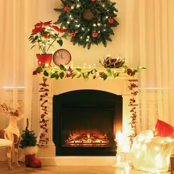 Рождественская гирлянда с подсветкой Искусственная рождественская гирлянда Декор со светодиодной подсветкой Длительная яркость Сезонная стена Окно CN