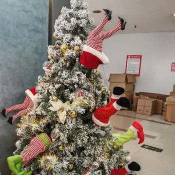 Рождественская гирлянда в виде ноги эльфа, декоративная гирлянда на елку 31cm зелёный