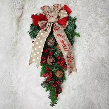 Рождественская гирлянда в виде слезинки ручной работы с колокольчиками из искусственной сосны