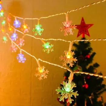 Рождественская гирлянда в виде снежинки 10 футов 20 светодиодов на батарейках снежинки гирлянда зимняя гирлянда warm light 345