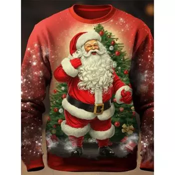 Рождественская графика Санта-Клаус 3D принты повседневная мужская футболка с длинным рукавом футболка спортивный свитер с круглым вырезом топы одежда весна и осень S