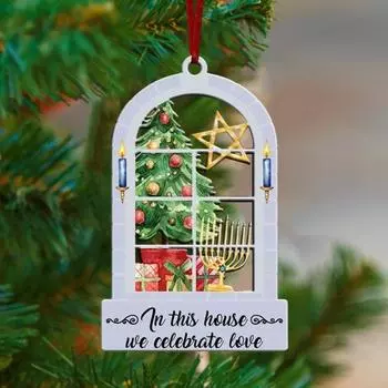 Рождественская Ханука Украшение Ханука в этом доме Мы празднуем любовь Акриловый орнамент A