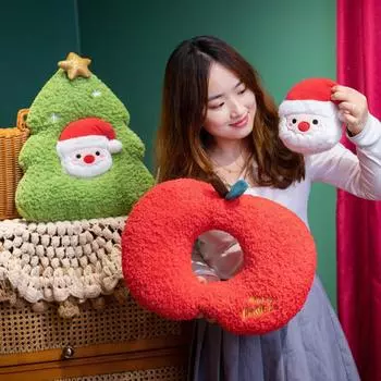 Рождественская игрушка-подушка Kawaii Санта-Клаус Снеговик Плюшевая кукла Милое рождественское яблоко Xmax Tree Украшение для дома 05