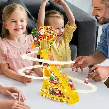 Рождественская игрушка Санта-Клаус для скалолазания со светодиодной подсветкой и музыкой, электрический Санта-Клаус, восхождение по лестнице, американские горки, скользящая игрушка для малышей, мальчиков и девочек, подарок красный