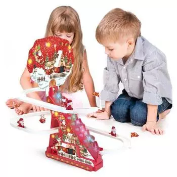 Рождественская игрушка Санта-Клаус для скалолазания со светодиодной подсветкой и музыкой, электрический Санта-Клаус, восхождение по лестнице, американские горки, скользящая игрушка для малышей, мальчиков и девочек, подарок красный