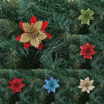 Рождественская имитация цветов, имитация растений, аксессуары, 5 листьев и 5 усов, комбинация 9 см