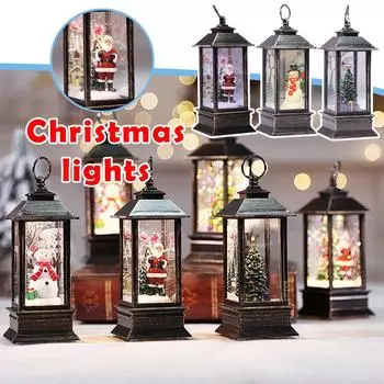 Рождественская имитация светодиодной лампы пламени, квадратная ветровая лампа, украшение, маленькая масляная лампа