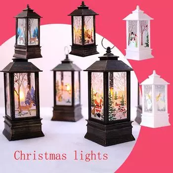 Рождественская имитация светодиодной лампы пламени, квадратная ветровая лампа, украшение, маленькая масляная лампа