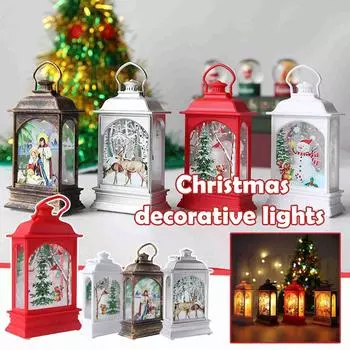 Рождественская имитация светодиодной лампы пламени, квадратная ветровая лампа, украшение, маленькая масляная лампа