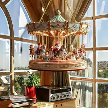 Рождественская карусель, акриловое украшение, Санта-карусель, подвесное украшение, мини-карусель, лошадка, подвеска для дома