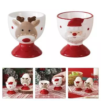 Рождественская керамическая чашка для яиц с изображением Санты/лося, декоративная маленькая винная кружка, элегантная фарфоровая посуда для напитков, украшение праздничного стола B