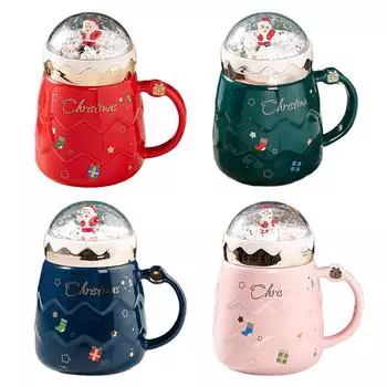 Рождественская керамическая кружка, новинка, кружка с крышкой, декоративная посуда для напитков, рождественская кофейная кружка, рождественская кружка для детей, взрослых, мальчиков и девочек зелёный