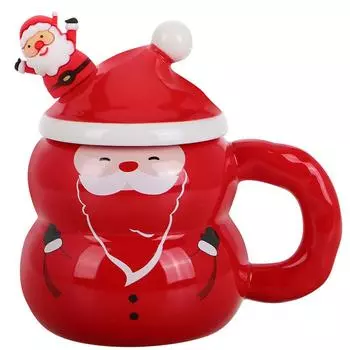 Рождественская керамическая кружка с изображением Санта-Клауса, снеговика, рождественской елки, стакана для воды, кружки для молока и кофе с ложкой, сувениры для вечеринки 13.5x13.5x10cm