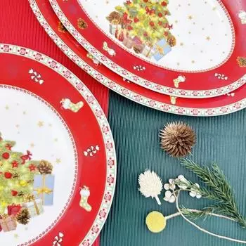 Рождественская керамическая тарелка, расписанная вручную, фигурная тарелка для завтрака, десертная тарелка для димсамов, столовая посуда, праздничный подарок