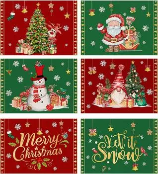 Рождественская клетчатая салфетка, тканевые салфетки, теплоизоляционный коврик, моющийся коврик для стола One Size