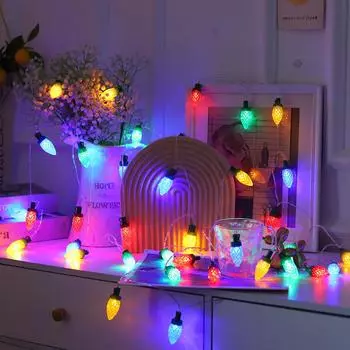 Рождественская клубника светодиодные гирлянды Рождественская елка Джингл колокольчики гирлянды Christmas Tree 4.9ft 10LEDs золотой