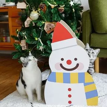 Рождественская когтеточка для кошек в виде снеговика, картонный домик для когтеточек для домашних кошек, долговечная когтеточка для кошек 37*35*59cm