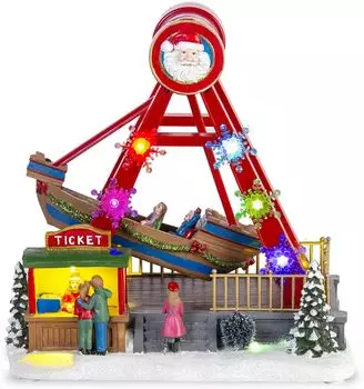 Рождественская коллекция Деревня Фигурки Санта-Клауса Катание на корабле Анимированная лодка со светодиодными огнями и музыкой Сезон Деревня Аксессуар Домашний декор