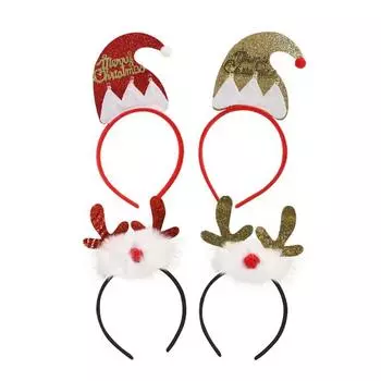 Рождественская коллекция повязок на голову, 08) Светодиодная шапка Санты..., 1 комплект