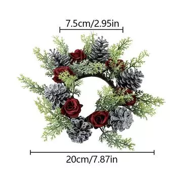 Рождественская композиция из украшений, имитация шишек, роз, цветов, реквизит для фотосъемки