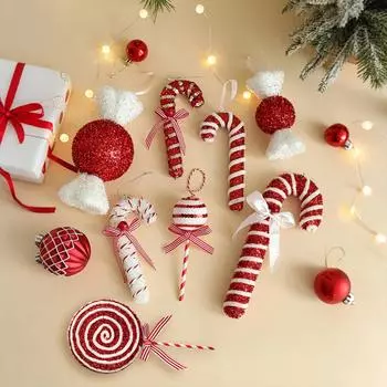Рождественская конфета-подвеска, украшение на рождественскую елку, трость, праздничная сцена, подвеска, леденец, реквизит, волновая доска, конфетная модель One Size