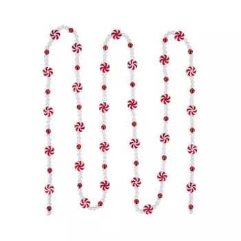 Рождественская конфета шпажка бахрома бисер двухцветная мята One Size красный