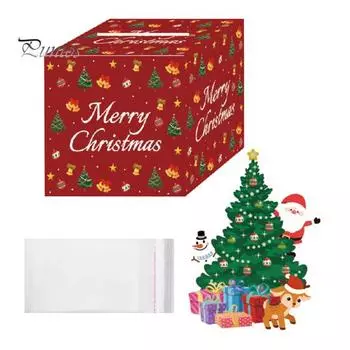 Рождественская копилка для денег, подарок, вытягивание, самодельный сюрприз, держатель для денег, рождественская елка, вытягивание, коробка для денег на Рождество, день рождения, вечеринка, принадлежности красный