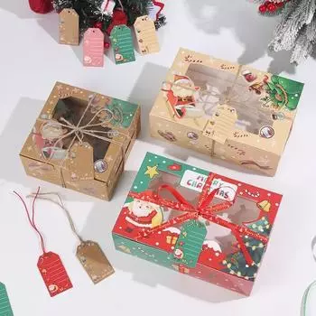 Рождественская коробка для печенья с окошком, упаковка для шоколадного печенья, упаковка для рождественских подарков, новогодняя коробка для угощений на рождественскую вечеринку Look at the picture