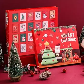 Рождественская коробка-слепок Рождественский адвент-календарь с Санта-Клаусом Распечатанный 24-дневный рождественский календарь обратного отсчета для детей (только коробка)