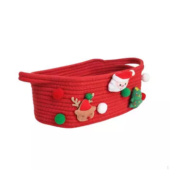 Рождественская корзина для хранения, украшение для стола, многоцелевой рождественский декор для кафе красный