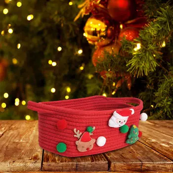 Рождественская корзина для хранения украшений в виде оленя, милый органайзер для стола, рождественский декор, подарочная сумка для красный