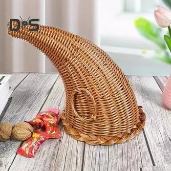 Рождественская корзина-рог изобилия, корзина в форме рога, многоцелевая корзина для хранения, декор для дома на День благодарения A