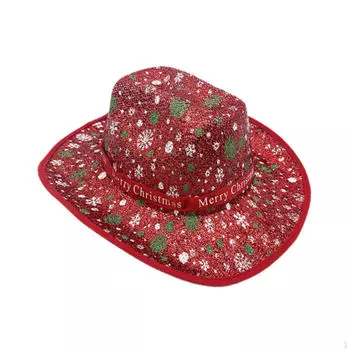 Рождественская ковбойская шляпа Удобный джаз для праздничных ролевых игр на год Red