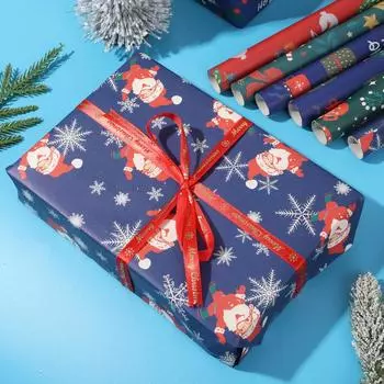 Рождественская крафт-бумага для упаковки подарков с изображением елки Санта-Клауса, бумага для самостоятельного изготовления поделок для украшения домашней вечеринки, крафт-бумага