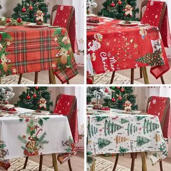 Рождественская красная клетчатая скатерть, подходящая скатерть для праздничных вечеринок, банкетов, кухонных вечеринок, новогодних украшений 140*140cm