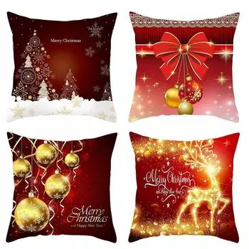 Рождественская красная подушка, чехол для подушки с Санта-Клаусом, с Рождеством, с принтом, украшение для дома, с Новым годом 40x40cm