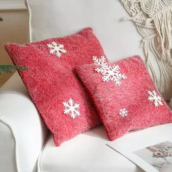 Рождественская красная подушка Подушка-снежинка Украшение для спинки дивана в гостиной Рождественская подушка Подушка на прикроватную подушку Украшения One Size