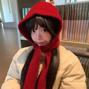 Рождественская красная шапка, нагрудник, цельная осенне-зимняя вязаная шапка на шнуровке, шерстяная шапка, теплая защитная шапка для ушей M кофейный