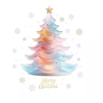 Рождественская Красочная Елка Наклейка на Окно Съемная Водонепроницаемая ПВХ Зимняя С Рождеством Статическая Наклейка на Стекло Праздничная Вечеринка Украшение Декаль Christmas Tree