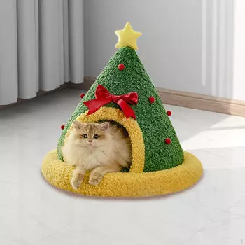 Рождественская кровать для кошек, домик для животных, удобная палатка, пещера для котят, гнездо для кошек S