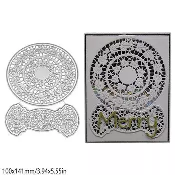 Рождественская круглая рамка-гирлянда, вырубные штампы, металлический трафарет, сделай сам, скрапбукинг, альбом, бумажная карта, тиснение, ремесленный декор, художественная высечка