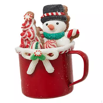 Рождественская кружка для кофе, подвесное украшение 2,3x2,3x4,3 дюйма, милая мягкая керамика для декора комнаты и офиса Snowman