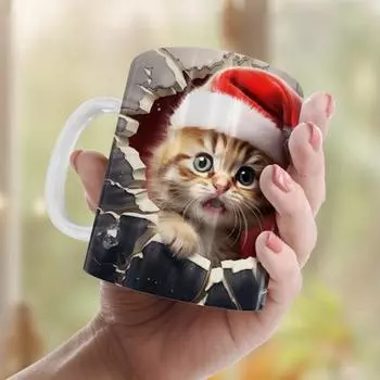 Рождественская кружка Креативный рождественский узор Керамическая кружка Многоцелевая чашка для кофе, чая и воды для домашнего офиса A