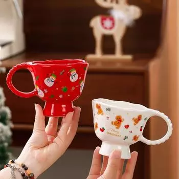 Рождественская кружка Рождественский подарок Детский бытовой премиум милый молочный завтрак для девочек чашка для воды в форме сердца Посуда для питья 300ml зелёный