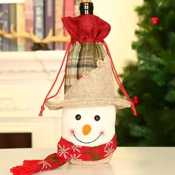 Рождественская крышка для бутылки красного вина, чехол для бутылки шампанского, льняная решетка, чехол для бутылки вина для рождественских украшений, украшение для вечеринки