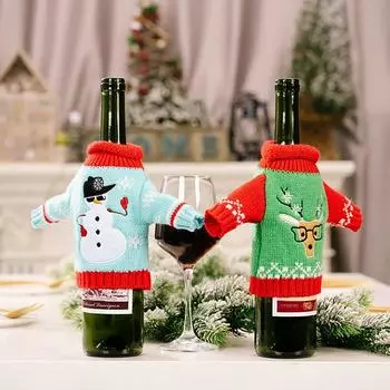 Рождественская крышка для бутылки красного вина, уникальный дизайн формы свитера, праздничная поставка, украшение подарочной сумки