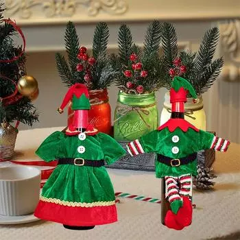 Рождественская крышка для бутылки вина, дизайн костюма эльфа для домашней вечеринки, уникальное украшение своими руками, праздничные принадлежности