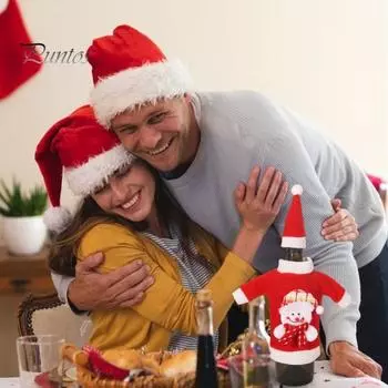 Рождественская крышка для бутылки вина, шампанского, пива, бутылки красного вина, свитер с шапкой Санты, рождественская сумка для бутылки, праздничные принадлежности для вечеринок Santa Claus